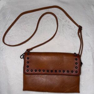 Elegant Tan Studded Crossbody Bag